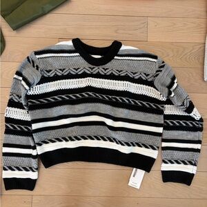 Striped Black and Gray Women's Sweater